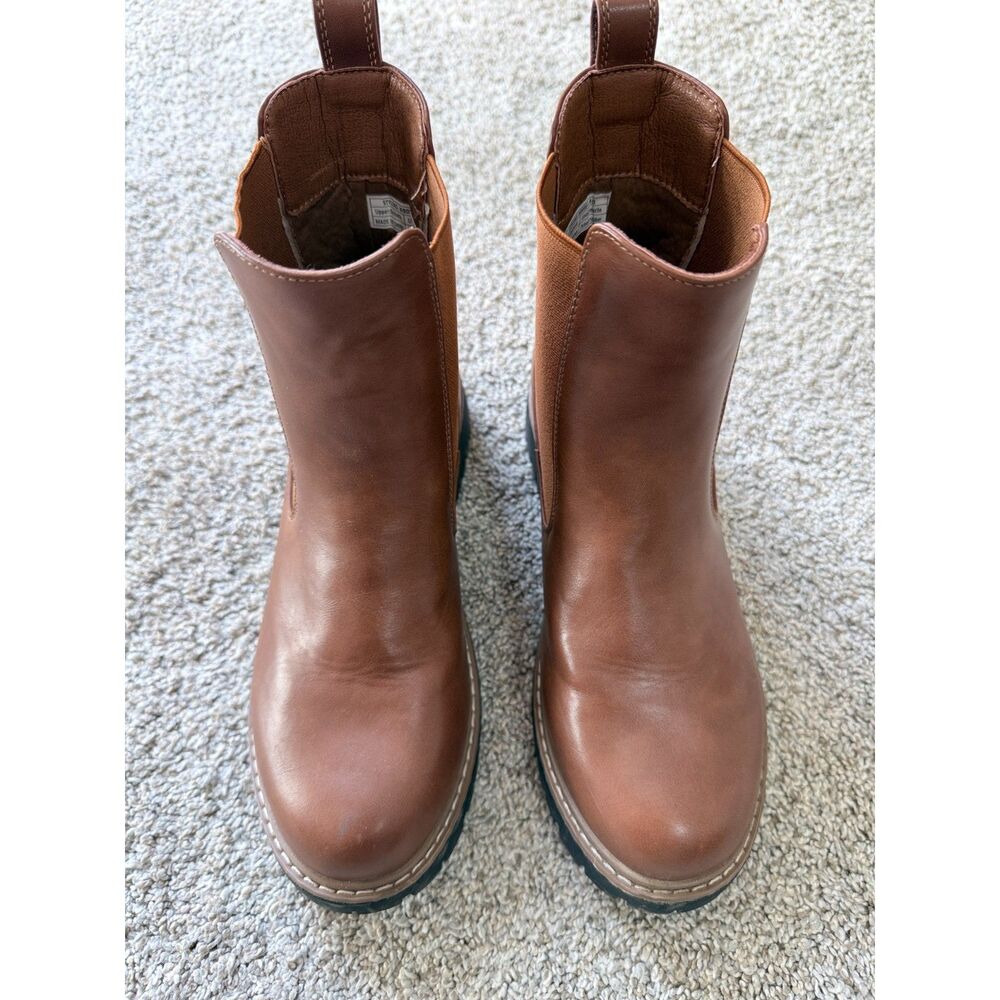 GUTOUGE Brown Chelsea Lug Sole Ankle Boots Women’s Size 9 EUC